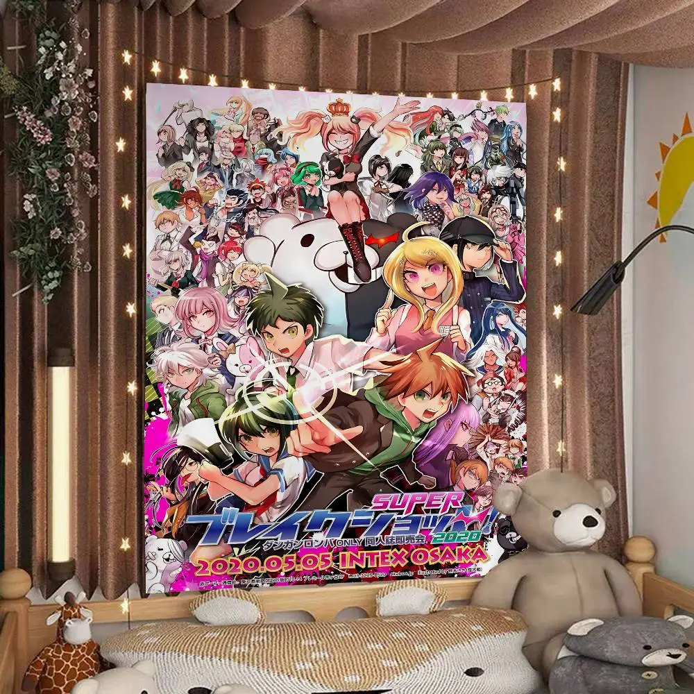 الكلاسيكية أنيمي Danganronpa مطبوعة كبيرة قماش مزخرف جداري رخيصة الهبي الجدار الشنق البوهيمي جدار المفروشات ماندالا ديكور المنزل