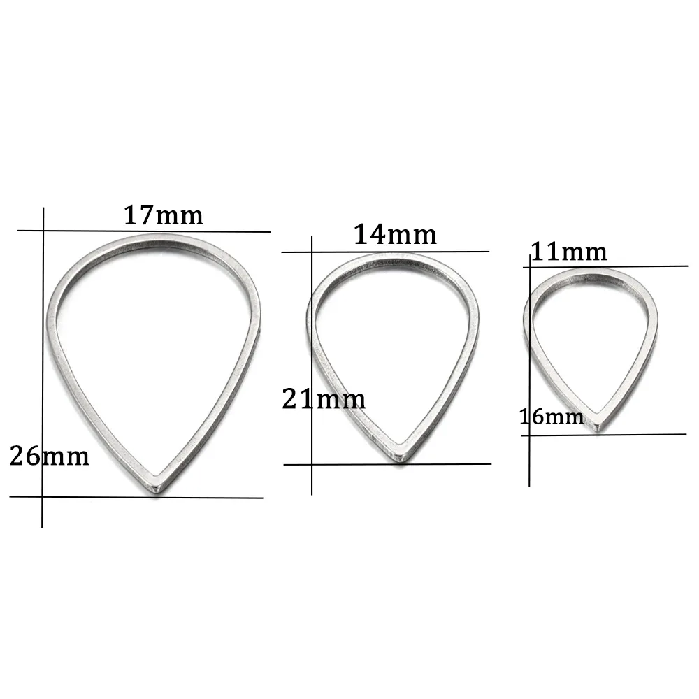 20 PCS Stainless Steel Water Droplet Earrings 16/21/26mm Closed Water Droplet Earring Material DIY Jewelry Accessories Wholesale