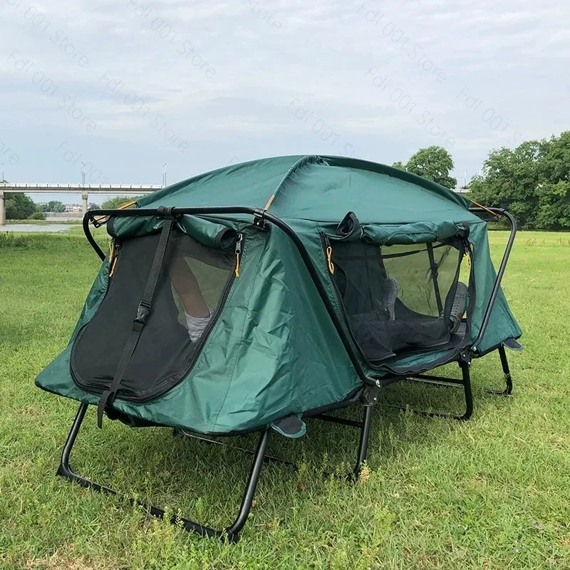 Single 1 Person Sleeping Folding Double Layer Grade Fabric Off Ground Camping Cot Tent
