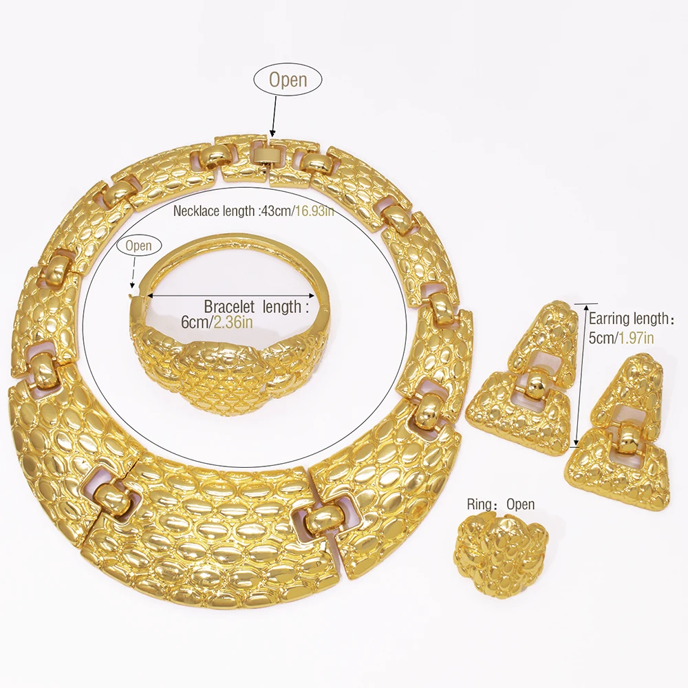 GZJPEI Fashion Women's Jewelry Set Hot Selling Brazilian Gold Colour Big Jewellery For Bridal Wedding Banquet 2025 Trendy New