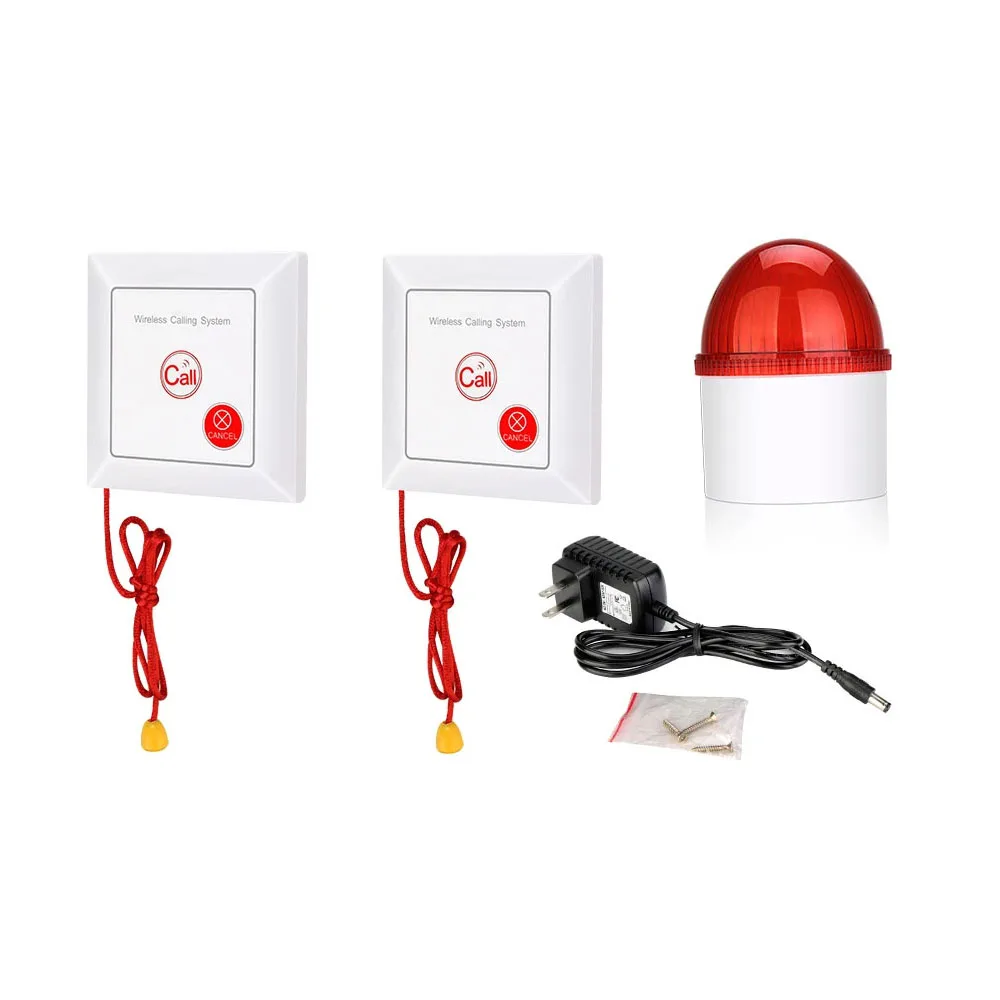 

Caregiver Pager Alarm Strobe Siren Call System Pull Rope Waterproof Call Button for Home Safety Elderly Patient