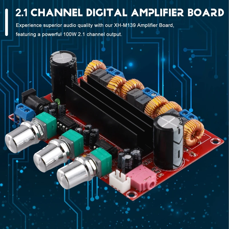 Placa amplificadora de Audio XH-M139 2X50w + 100W módulos amplificadores de 2,1 canales DC 12-24V para sistema de Audio altavoces DIY