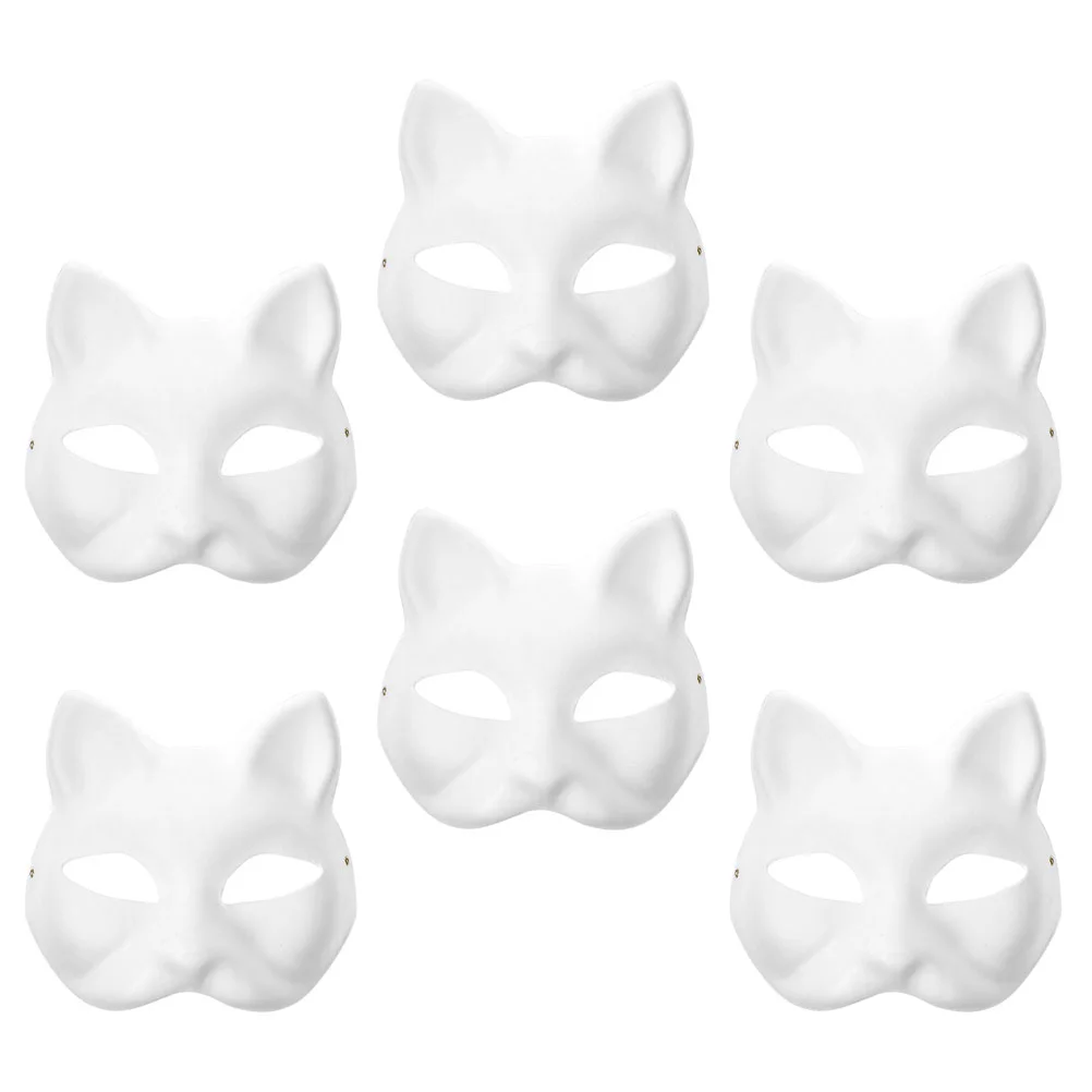 DIY Anime Pulp Japanese Mask Half Face Hand-painted Cat Fox Mask Anime Masquerade Halloween Festival Cosplay Prop