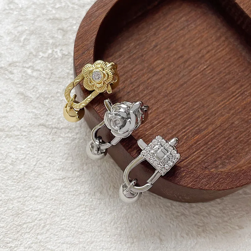 1 Piece of Copper Plated Gold Rose Pearl Push Button DIY Bracelet Necklace Connecting Buckle Accessories Jewelry Making Material