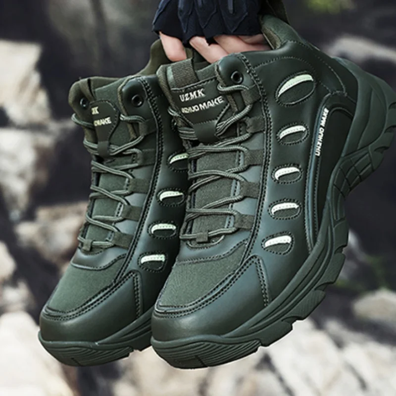 YRZL Men's Hiking Boots Winter Waterproof Thermal Shoes Non Slip Outdoor Work Boots Big Size Anti Cold Plush Boots Lightweight