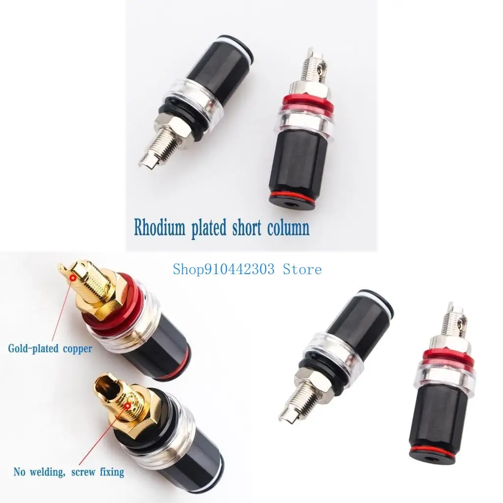 

L4MD Gold Finish Female Wiring Short Binding Post Banana Sockets Horn Plugs for HiFi Auditory Enthusiasts Sound Engineer