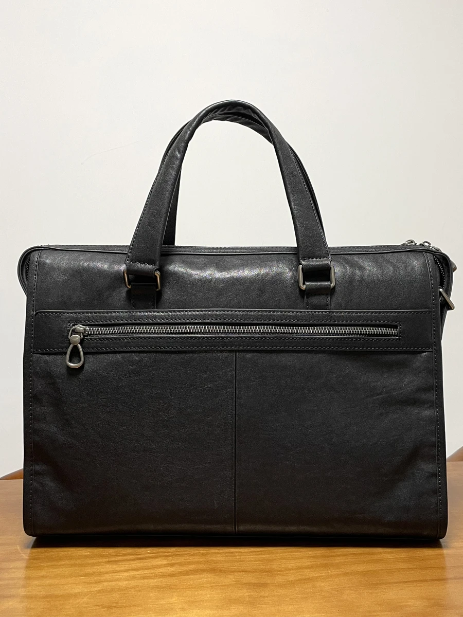 business casual first layer cowhide men women's black briefcase laptop handbag daily work luxury genuine leather messenger bag