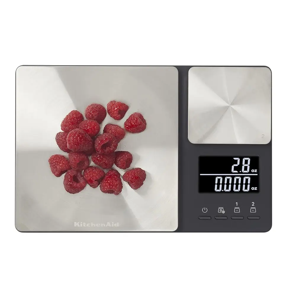 Dual Platform Digital Kitchen and Food Scale, 11 lb and 16 oz Capacity, Black with Stainless Steel