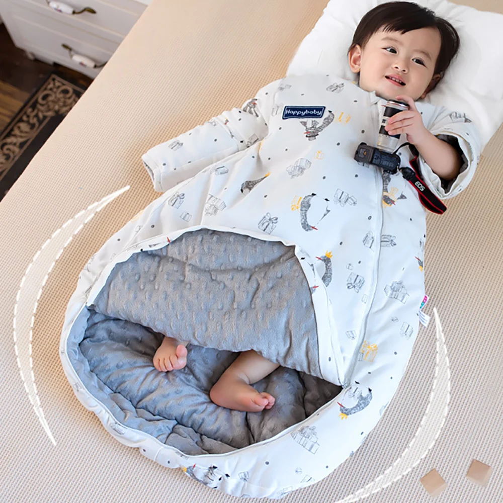 Sleeping Bag For Children Bubble Removable Sleeves Baby Sleepsack Star Print Thick Anti-Kick Quilt Winter Warm Kids Sleepwear