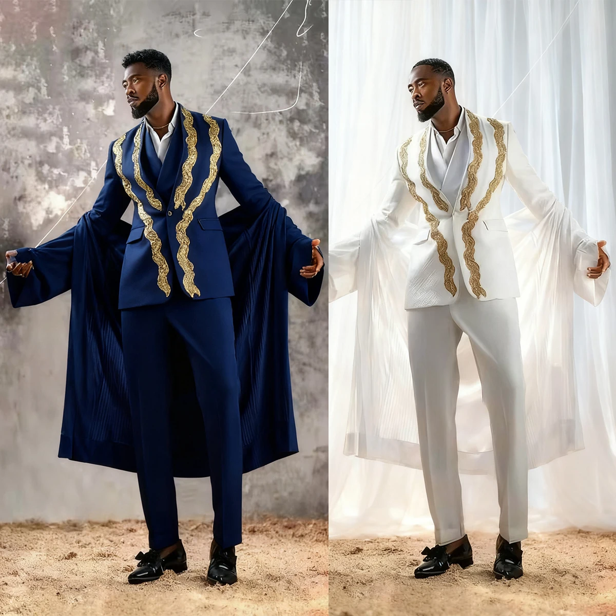 

Crystal Lace Mens Wedding Suits 2 Pieces Plus Size Pocket Blazer Groom Tuxedos Customized Evenings Party Celebrity Suits