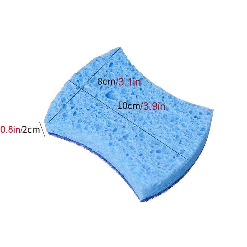 5PCS Kitchen Cleaning Sponge Scrub Pads Blue Wood Pulp Sponge Cleaners