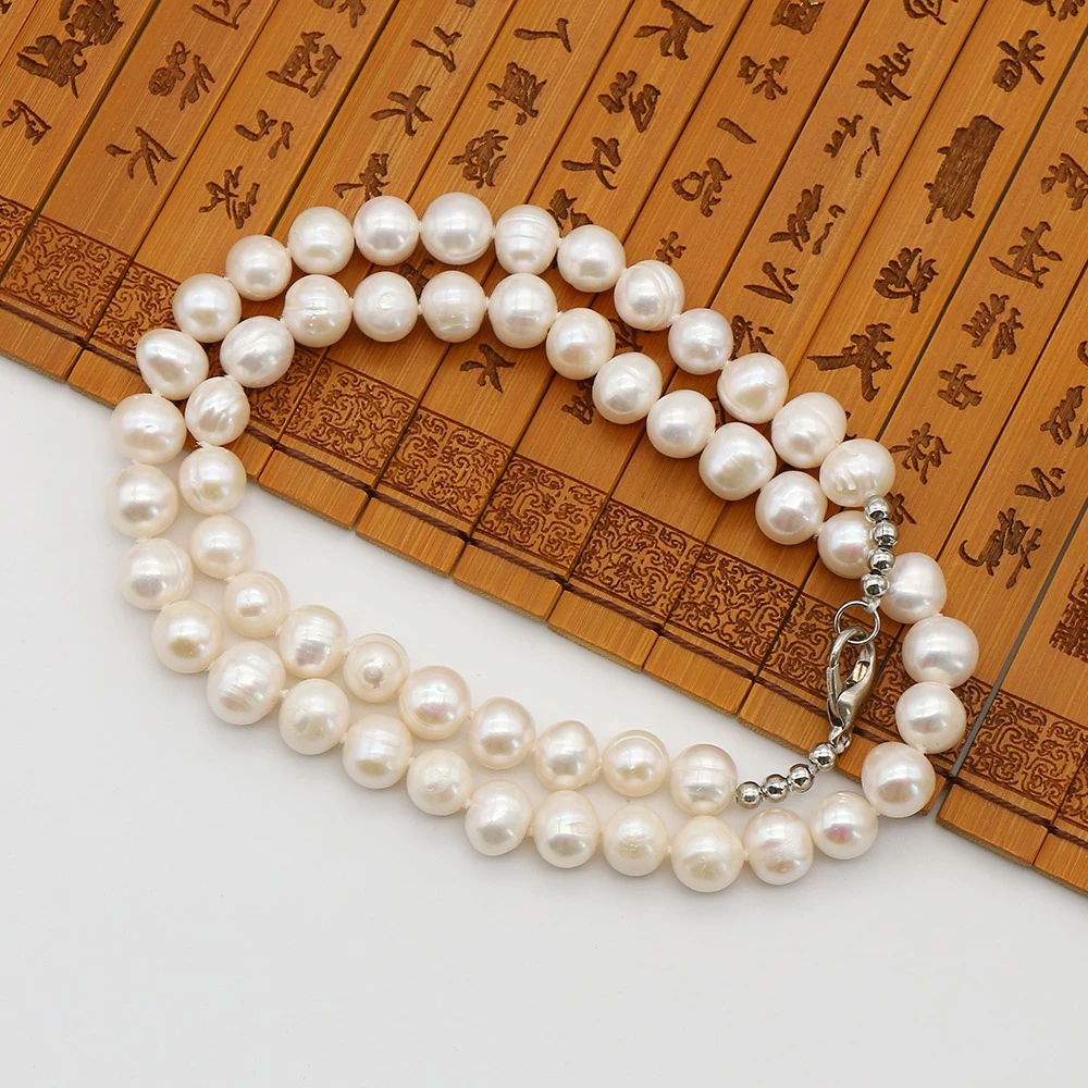 

Round Natural Freshwater Screw Pearl With Silver Lobster Clasp Design Necklace For Fashion Woman Gift Giving & Daily Wear 7-8mm
