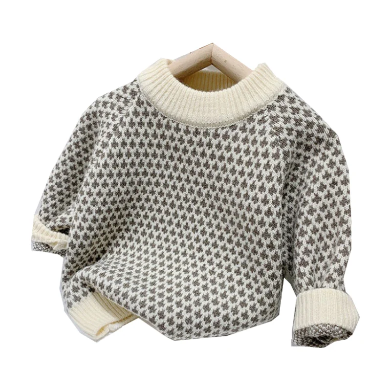 Boys Woolen Sweater Crochet Cotton Windbreak 2024 Popular Thicken Autumn Winter Outwear School Warm Children\'s Clothing