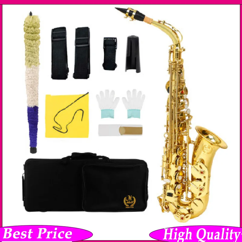 

Саксофон альт-саксофон Eb (механика Ми-бемоль) M MBAT, латунный деревянный духовой музыкальный инструмент с чехлом, мундштуком, перчатками, щеткой, аксессуарами и запчастями