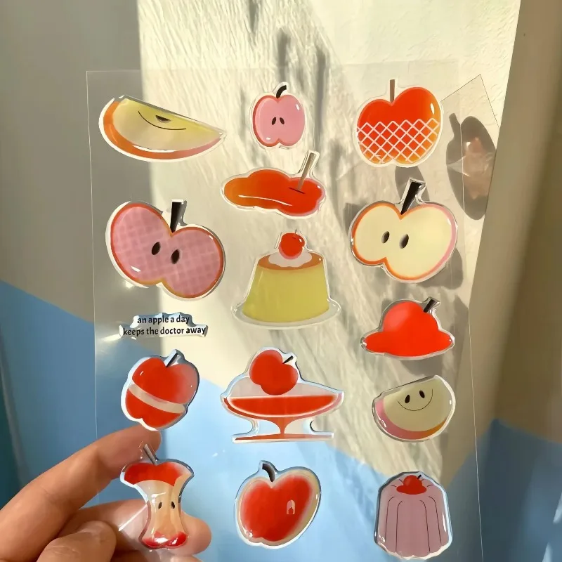 1Pc Retro Rood fruit Jelly Relief Stickers voor Telefoon Case Computer Koptelefoon Fun kinderen DIY 3D Epoxyhars Briefpapier decals