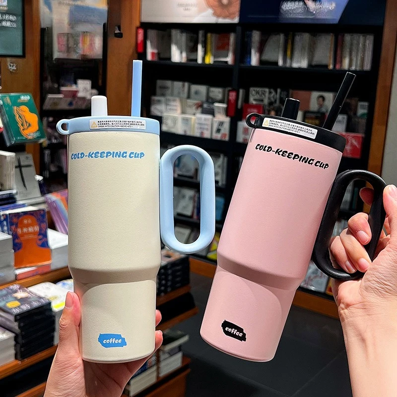 720ml 316 Stainless Steel Tumbler With Handle Vacuum Insulated Ice Cup Leakproof Straw Thermal Mug For Car Outdoor