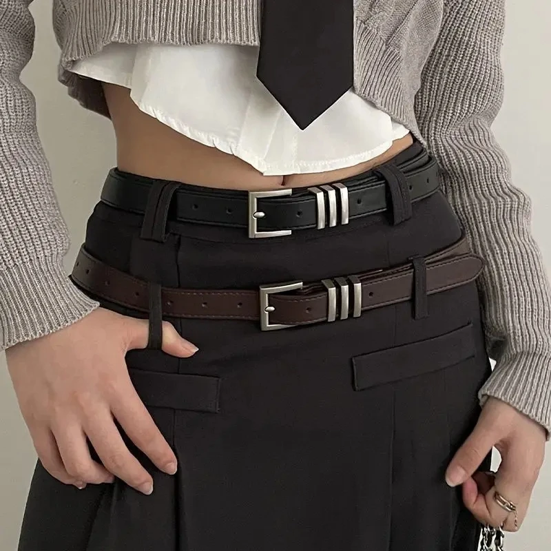 Belt for women with a high-end feel, retro and minimalist Korean version paired with denim belt. 2024 new decorative and fashion