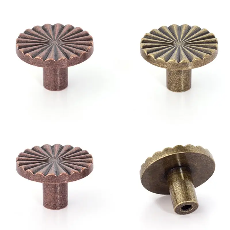 A26F-Vintage Bronze& Copper Drawer Knobs- 4Pcs Set For Wooden Cabinet And Closet Door Applications