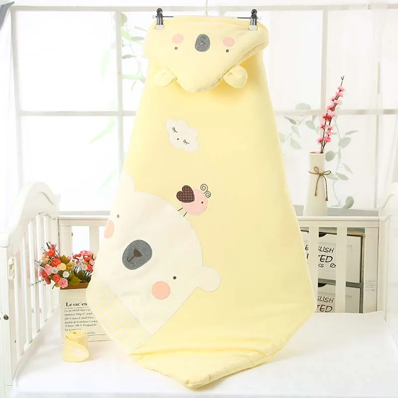 Newborn Cotton Wrap Baby Sleeping Bag Infant Thicken Swaddle Baby Spring Autumn Warm Quilt Kids Boy Girl Thicken Cotton Blanket