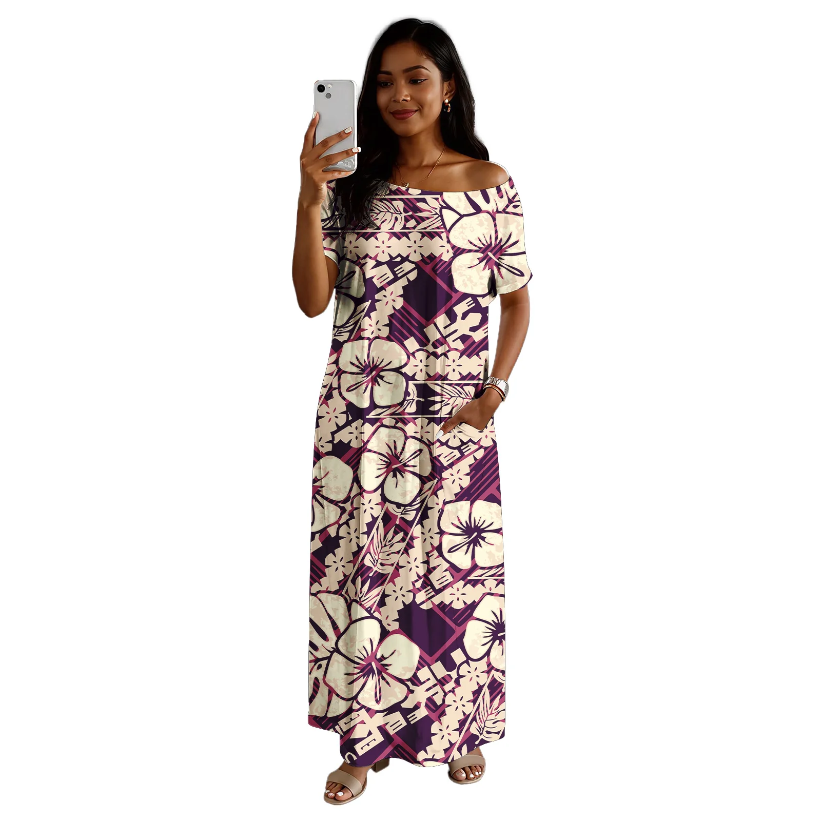 Sublimation Print Sexy Custom Logo Women Clothes Fashion Lady Samoa Dress Polynesian Tribal Skirts Ladies Elegant Hawaiian Dress