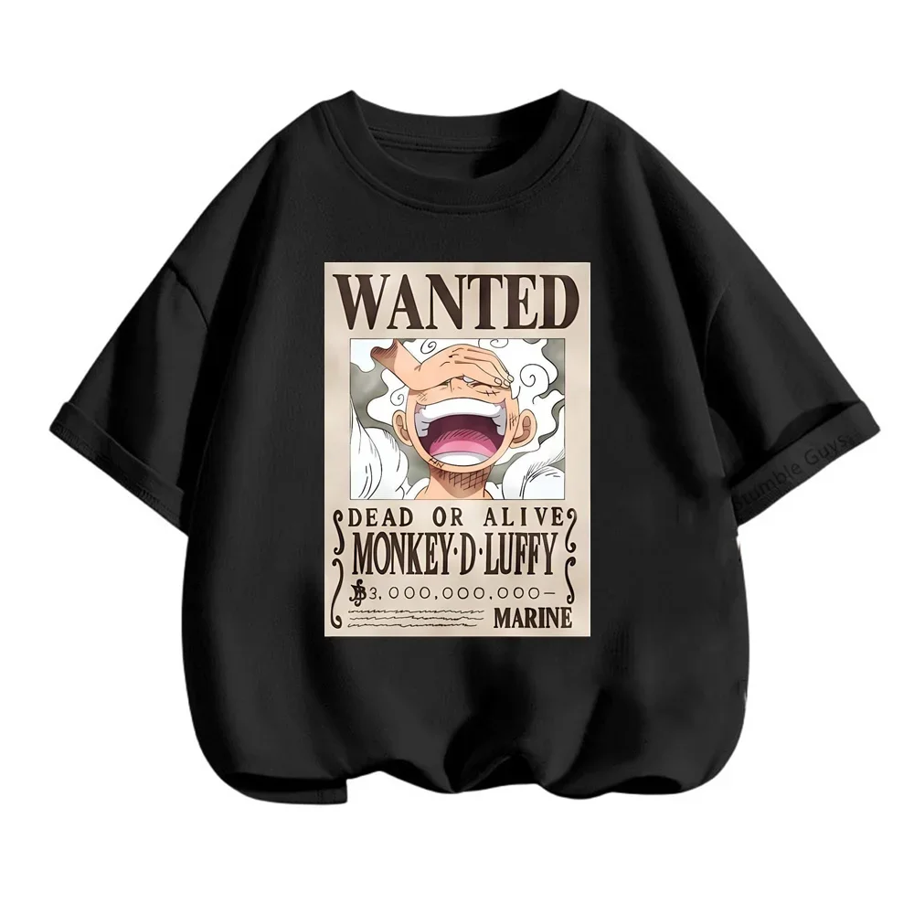 Cartoon Anime One Pieces Tshirt Kids Clothes Boys Luffy Gear 5 T-Shirt Children Girls Tees Summer Teen Clothes