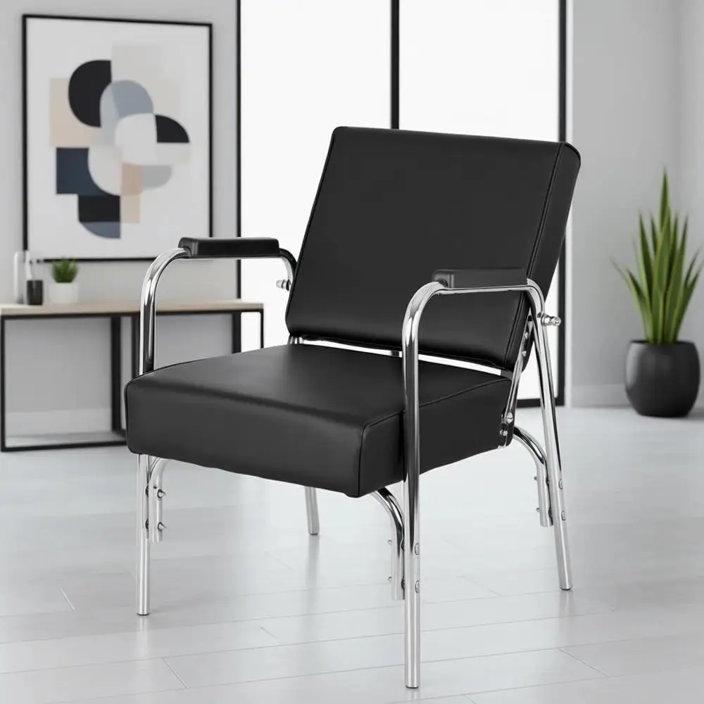 

Heavy-Duty Chrome Arm Reclining Shampoo Chair with Thick Seat and Backrest for Professional Salons and Barbershops