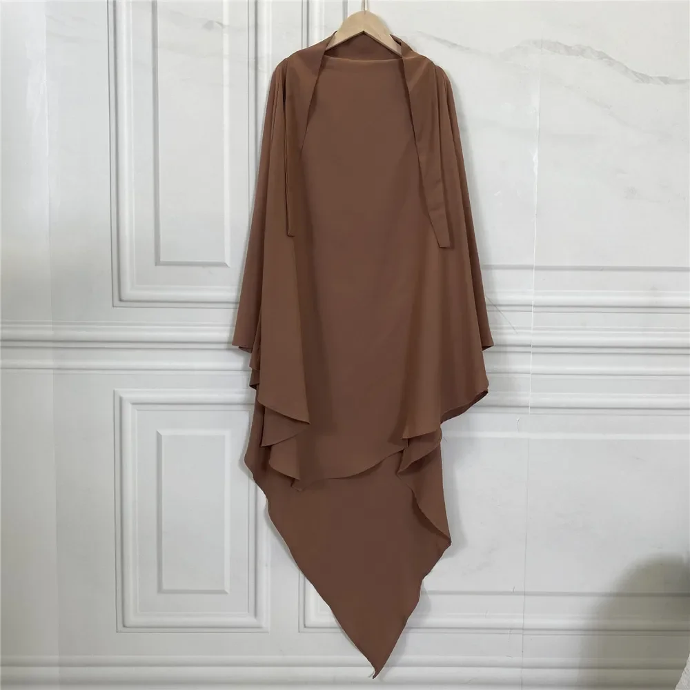 Uma camada khimar muçulmano feminino topos hijab cocar islâmico grande cachecol eid ramadan oração burqa abayas turquia abaya lenço