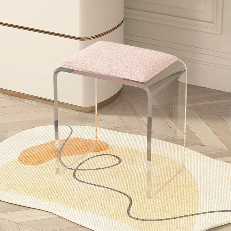 Dressing stool Light luxury acrylic transparent chair Enter the door Shoe change stools vanity chair ottoman bedroom furniture - view 2