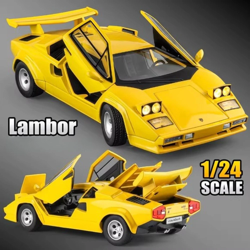 1:24 람보르기니 카운타치 LP500S LPI 800-4 다이캐스트 합금 스포츠카 모델 장난감 사운드 라이트 풀백 도어 오픈 수집용 선물