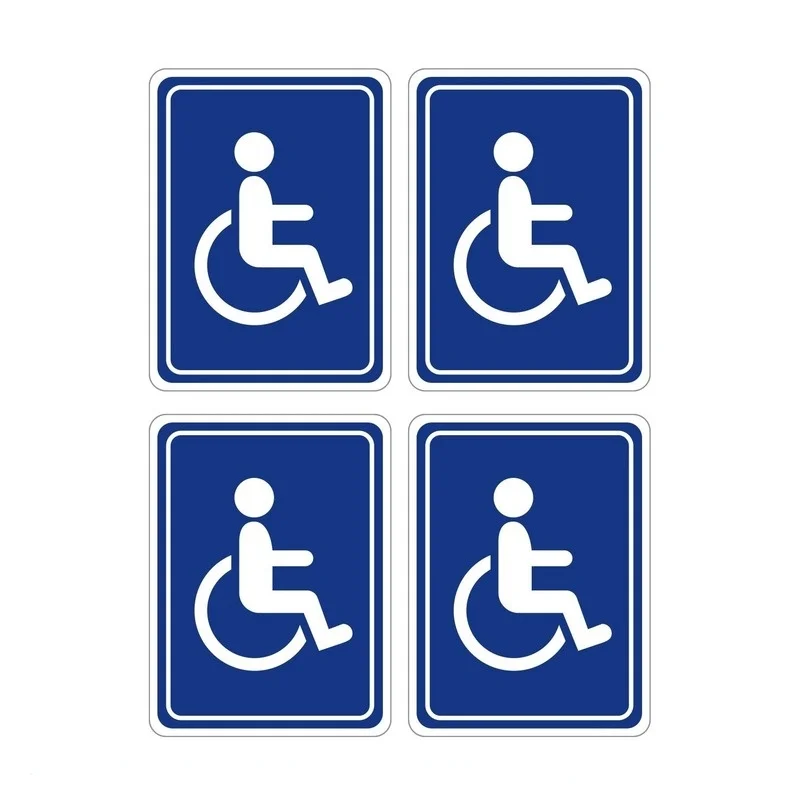 7.6*10cm for Disabled Wheelchair Stickers Handicap Access Sign-Outdoor/Indoor Use, Vinyl Decals, UV ProtectedWaterproof 4 Labels