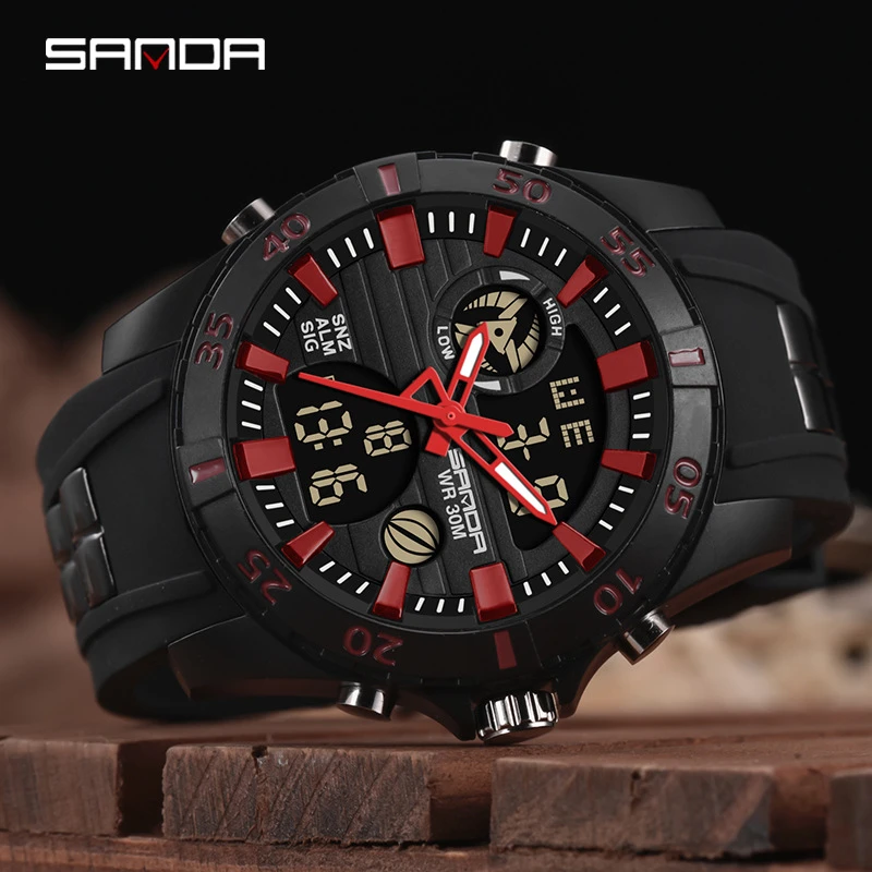 SANDA 791 Fashion New Sports Style Men Watch Durable Analog Digital Dial Multifunctional 2023 Electronic Clock Relogio Masculino