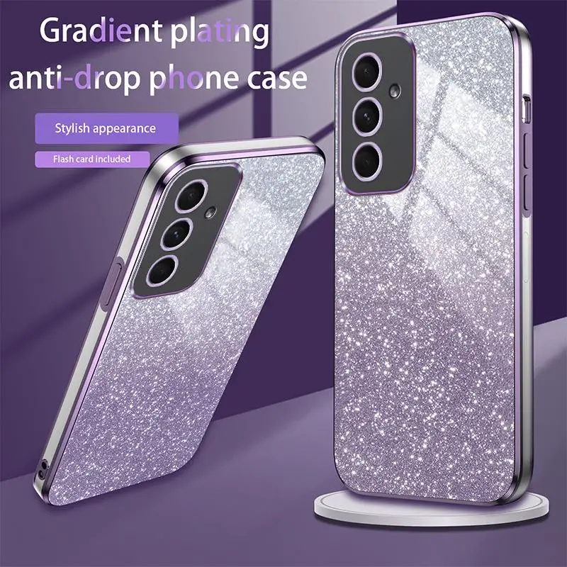 Trendy Glossy Glittter 6D Plating Case For Samsung A57/37/27/17/07 A56/36/26/16/06 A55/35/25/15/05S Shockproof Bumper Back Cover