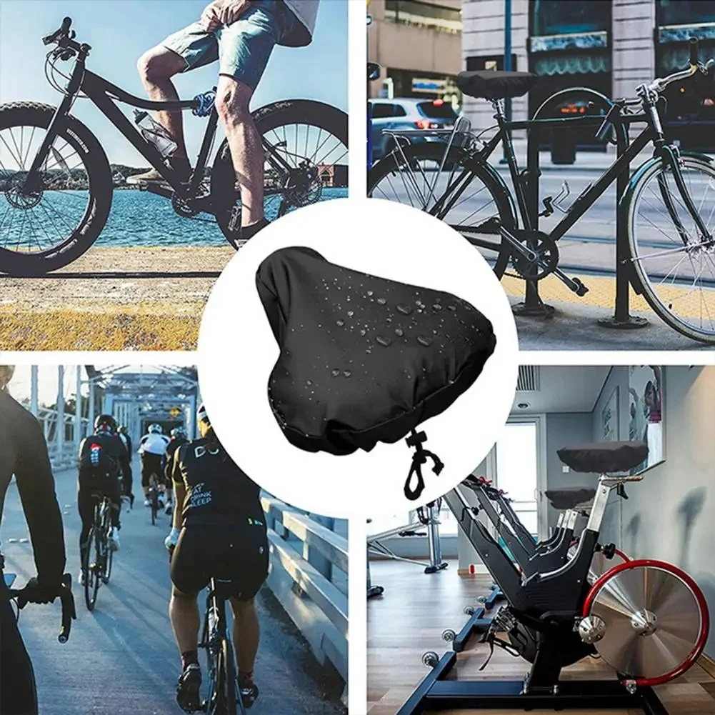 ผ้าคลุมเบาะจักรยานพร้อมเชือกปรับได้ ผ้ากันน้ำแบบอ็อกซ์ฟอร์ด สำหรับจักรยานเสือภูเขา จักรยานถนน ป้องกันฝุ่นและแสงแดด