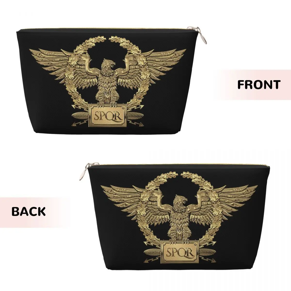 Custom Travel Gold SPQR Roman Imperial Eagle Toiletry Bag Cute Makeup Cosmetic Organizer for Women Beauty Storage Dopp Kit Box