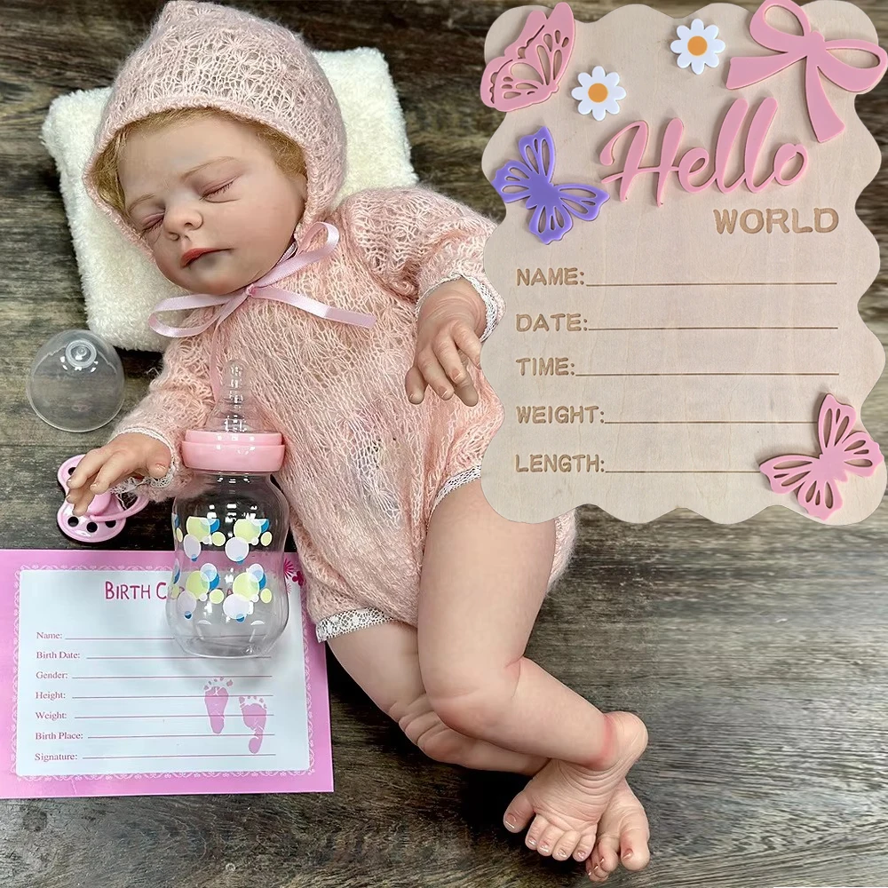 

17-Inch New Model Baby Doll With Eyes Closed, Can Sit Or Lie Down, Reborn, Soft Vinyl/Stuffed Cotton Body, Doll YY-01