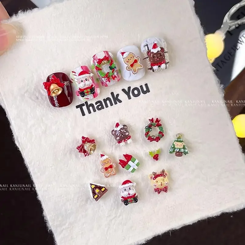 1 Uds muñeco de nieve de Navidad árbol de Navidad molde de uñas 3d Santa Claus decoraciones de uñas Diy diseño molde de manicura de silicona encanto de arte de uñas