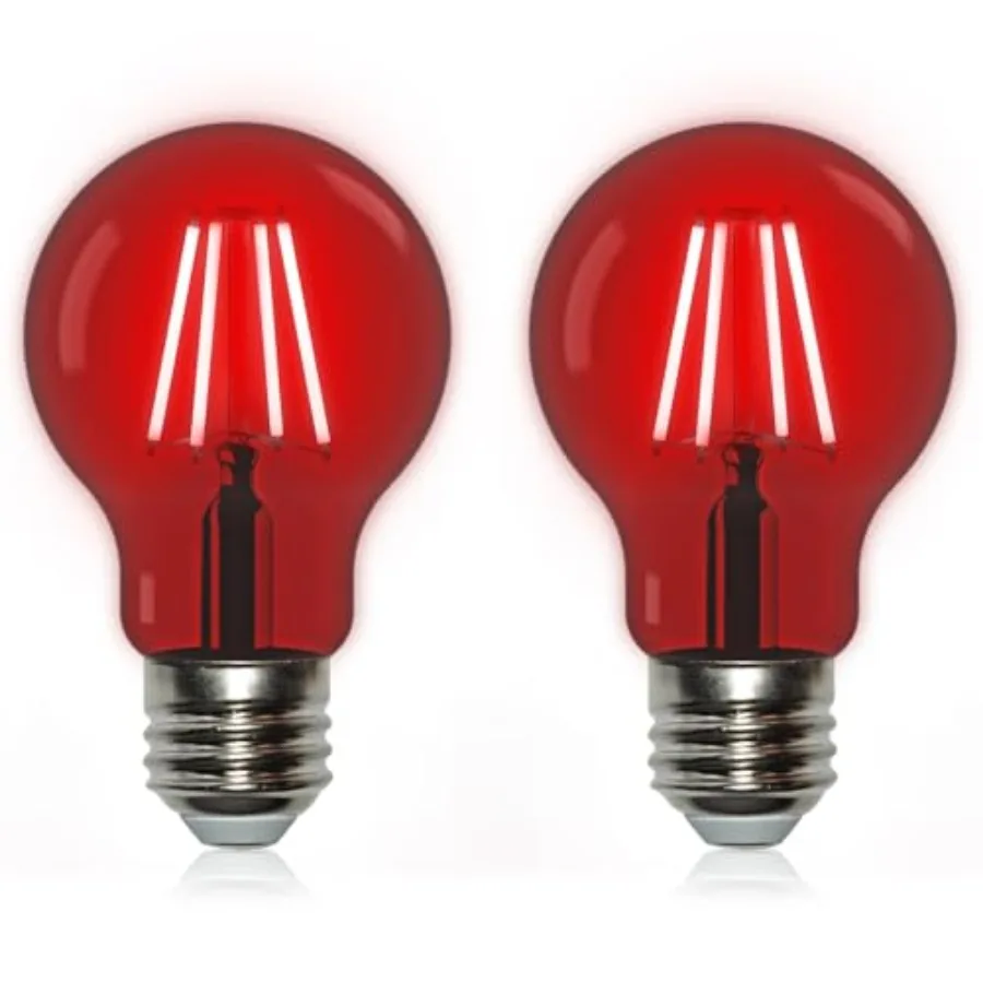 

A19 Glass LED Light Bulb, 6W 60W Equivalent E26 Base, Dimmable LED Color Light Bulb for Christmas, Party, Porch Home Lighting,