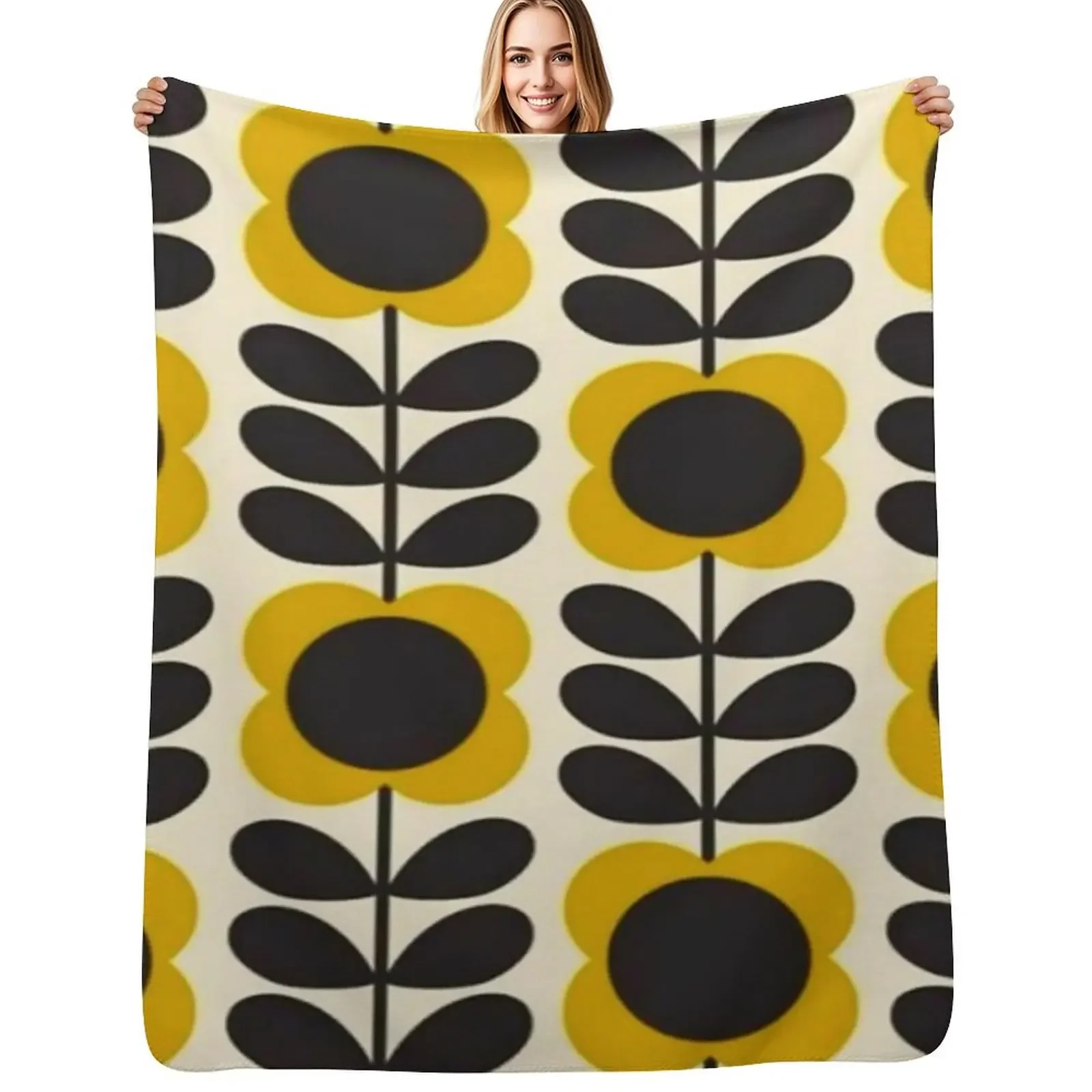 

orla kiely multi stem flowers,kiely pattern,orla kiely design Throw Blanket Luxury Extra Large Throw manga Blanket