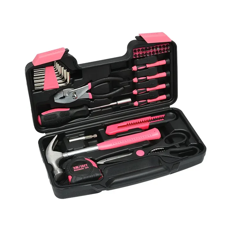 39 Piece Carbon Steel Hardware Tool Set Manual Household Repair Kit with Storage Box for Home Maintenance and DIY Projects