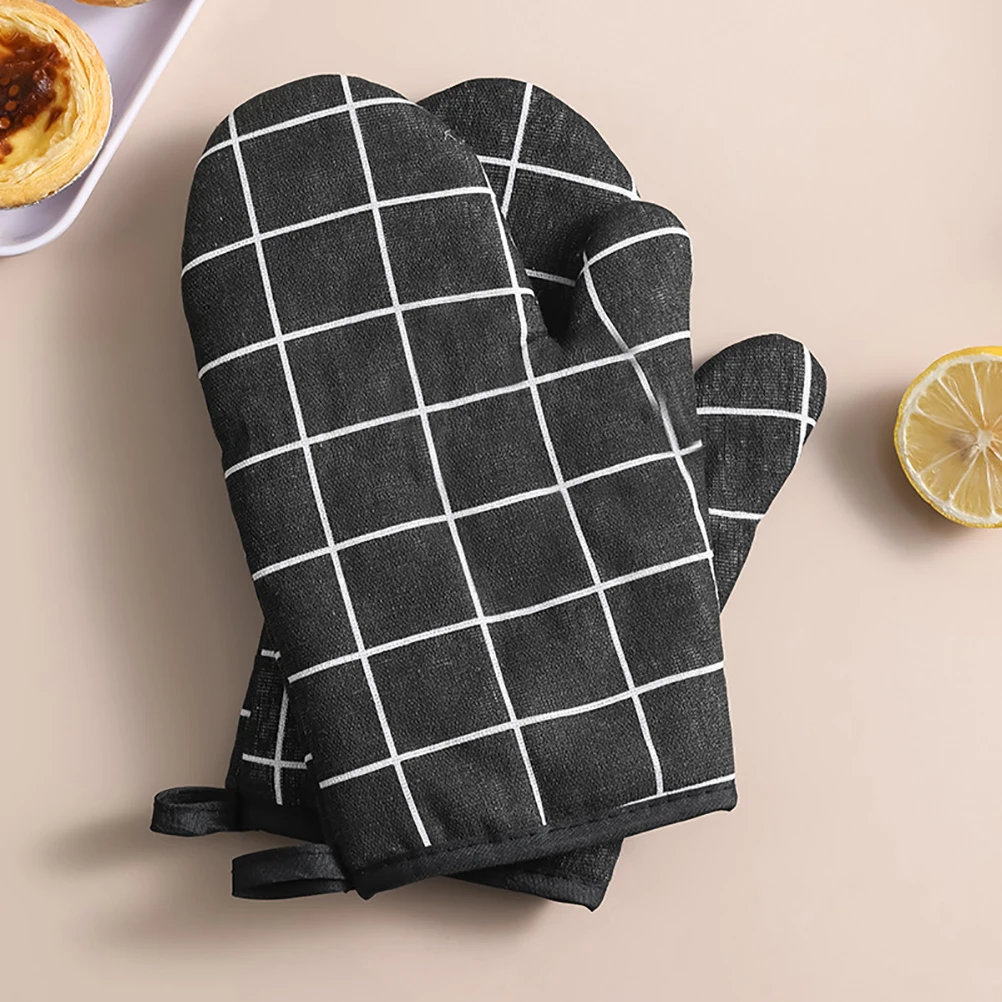 

2pcs Heat Gloves Oven Mitts Pot Holders Gloves For Oven Cotton Lattice Safe Cooking Baking Grilling Gifts