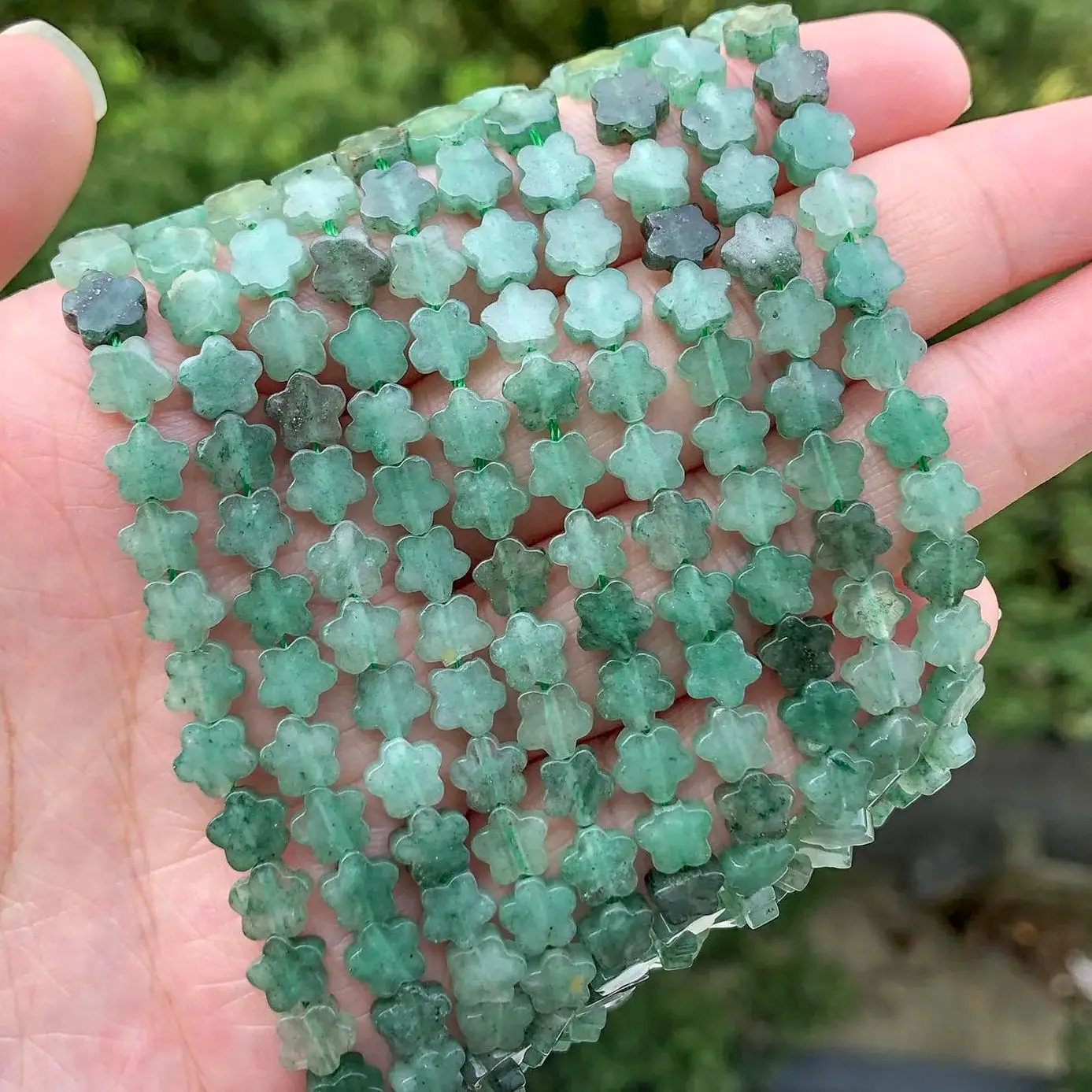 

6mm 30pcs/lot Natural Flower Green Aventurine Stone Beads for Bracelet Necklace Cfrats Jewelry Making Loose Spacer Accessories