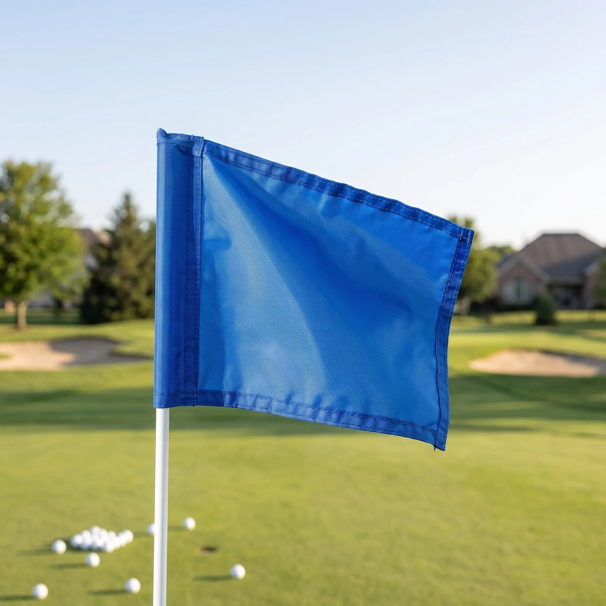 3Pcs Blue Golf Flags Portable Waterproof Nylon Backyard Golf Practice Targets for Putting Green Chipping Training