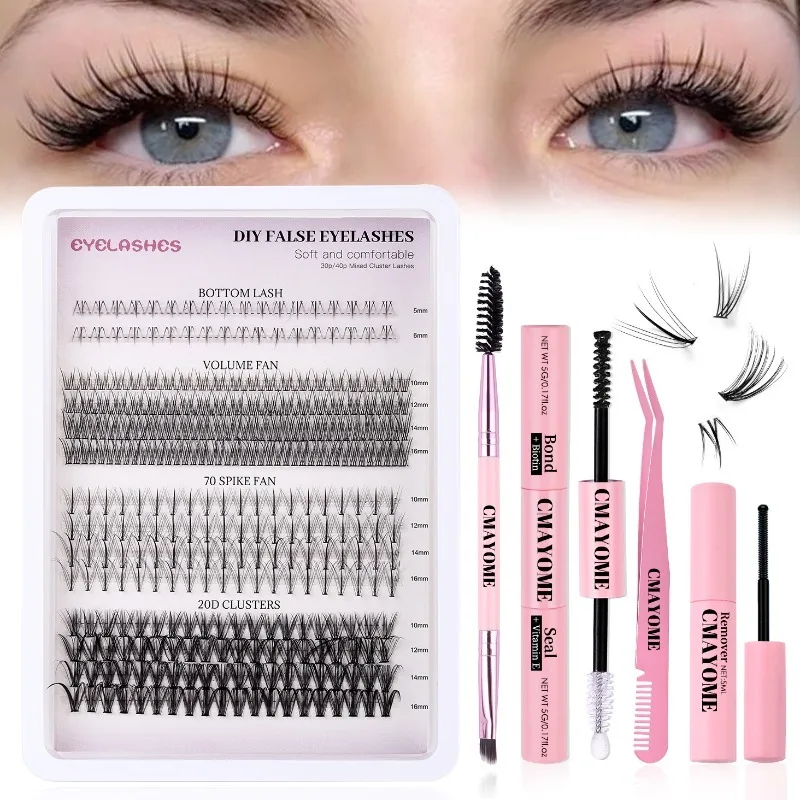 360pcs Lash Clusters Kit DIY Individual Eyelash Extensions Lashes Cluster D Curl Natural Eyelashes Set with Bond and Remover