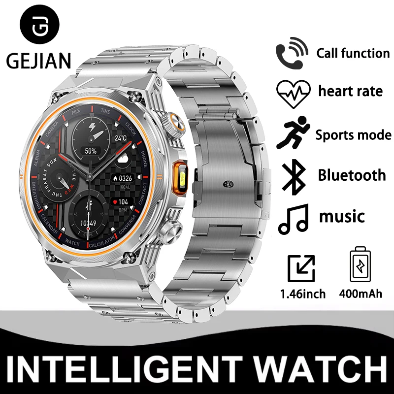 

New Men's Outdoor Military Smart Watch 1.46-inch AMOLED Heart Rate Monitoring Bluetooth Call GPS Motion Trajectory Smartwatch