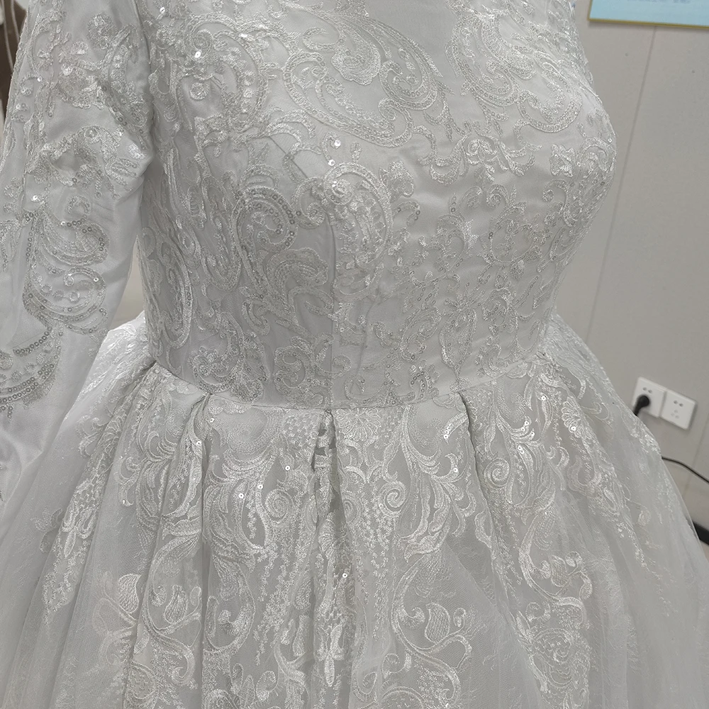 Kadisua abito da sposa di lusso per le donne immagine reale a maniche lunghe Plus Size Appliques cappella treno o-collo abiti de novia 2024