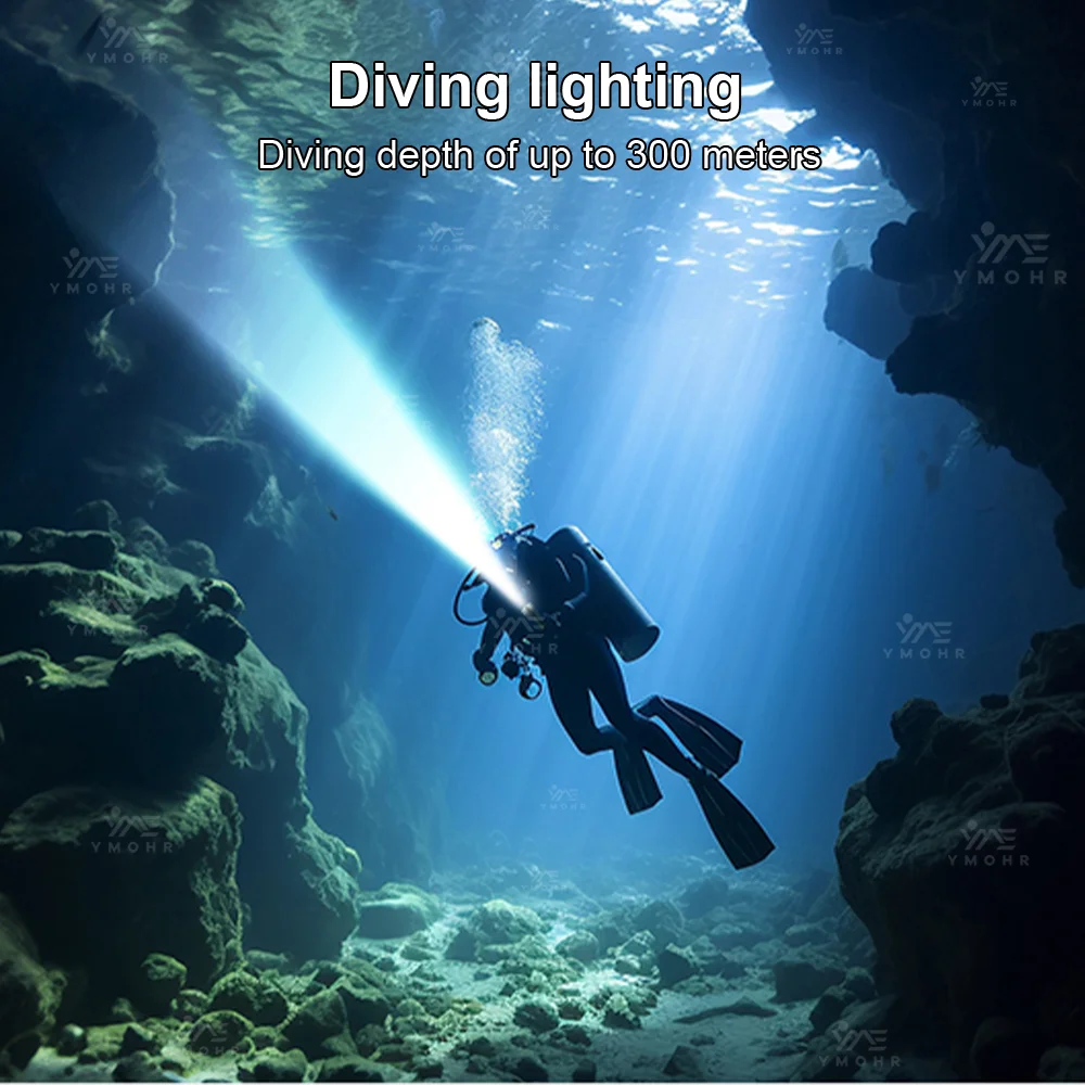 Linterna de buceo profesional, linterna subacuática XHP70, linterna LED recargable IPX8, linterna táctica impermeable para buceo