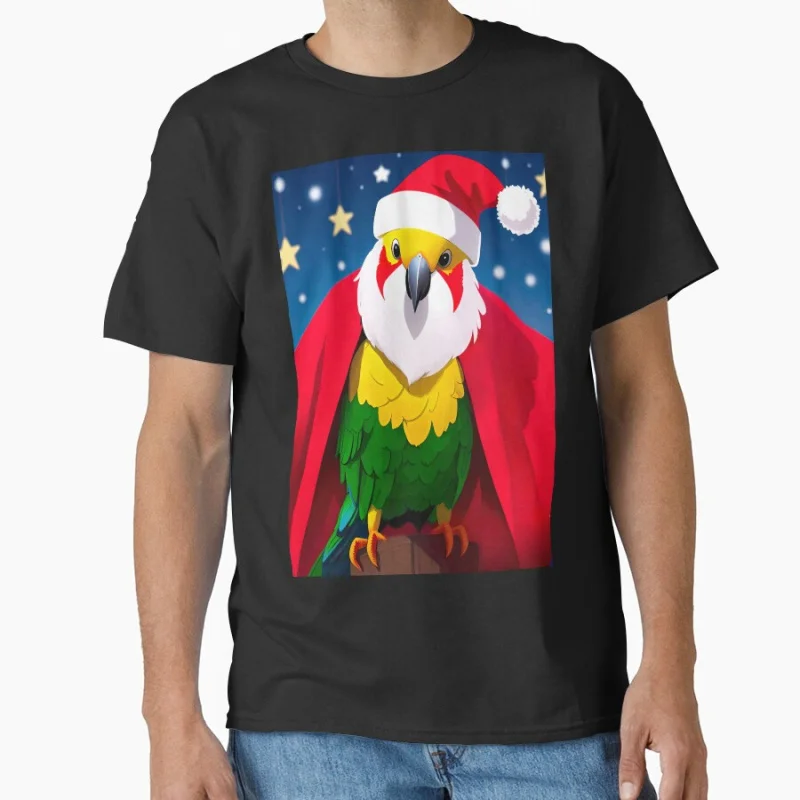 

Santa Sun Conure Cute Pet bird Funny Christmas Gift T shirt for man Large size Tops Funny parrot Graphic Printed clothes