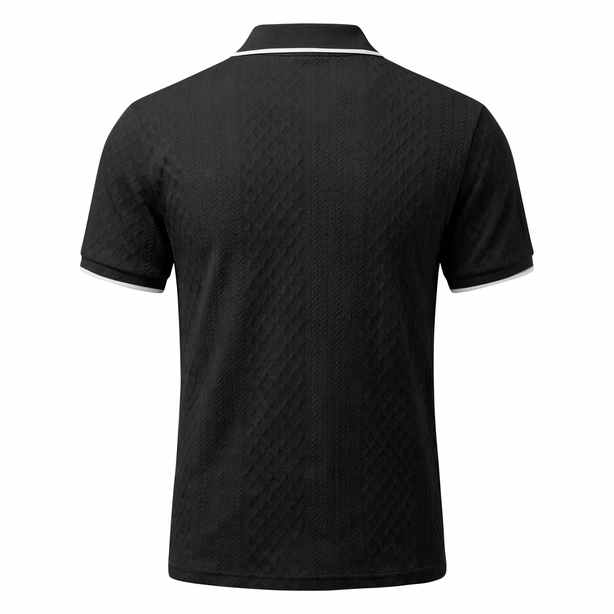 Sommer Herren Casual Business Kurzarm 9-Farben Jacquard 1/4 Reißverschluss Poloshirt | Strukturiertes Polo-Top mit Reißverschluss und kurzen Ärmeln – Detail 30