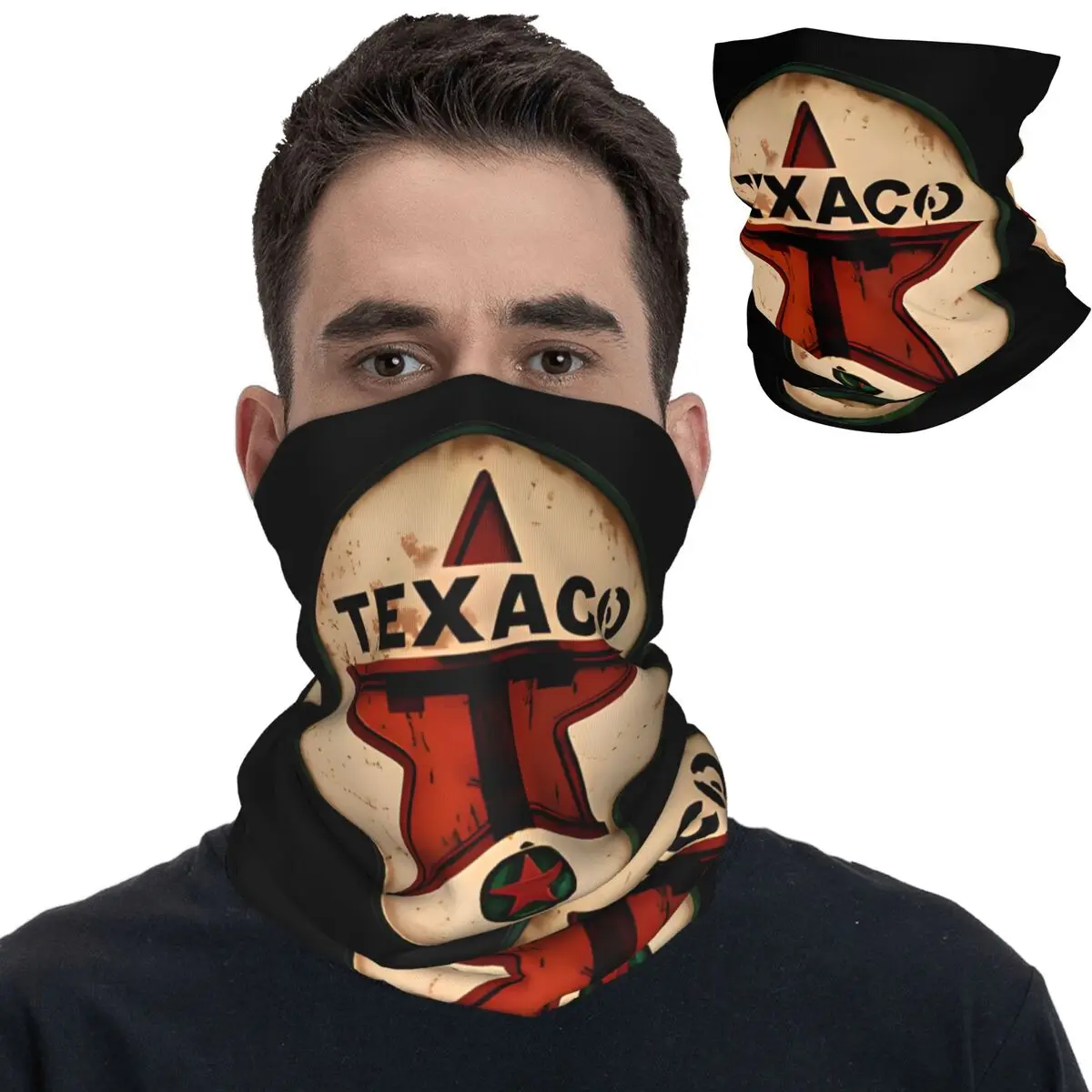 Texacos Star Green Bandana Neck Gaiter Printed Face Scarf Warm Balaclava Fishing for Men Women Adult Windproof