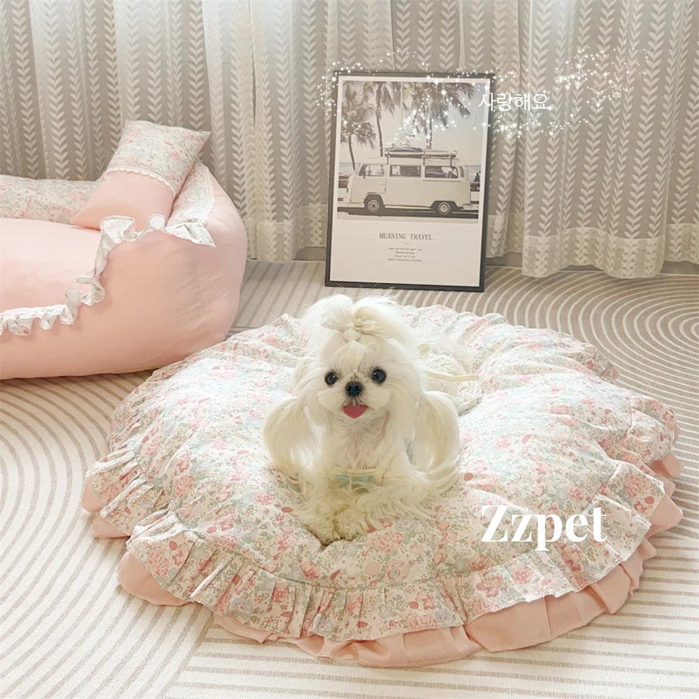 

Универсальная съемная моющаяся подушка Four Seasons, украшение для дома, круглый коврик Bixiong с цветочным принтом и рюшами, 70 см, настраиваемый